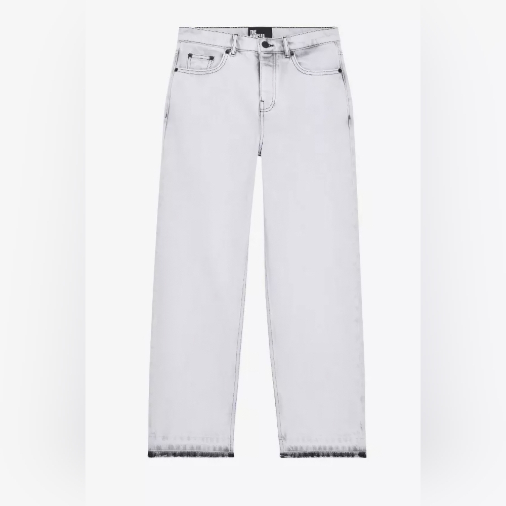 NWT - The Kooples, Bleached BLK distressed Straight-leg Mid-Rise